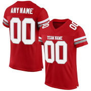 Custom Red White-Gray Mesh Authentic Football Jersey