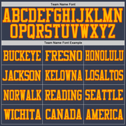 Custom Navy Gold-Orange Mesh Authentic Football Jersey