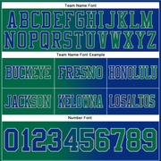 Custom Royal Kelly Green-Gray Mesh Authentic Gradient Fashion Football Jersey
