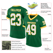 Custom Kelly Green White-Gold Mesh Authentic Throwback Football Jersey