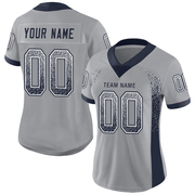 Custom Light Gray Navy-White Mesh Drift Fashion Football Jersey