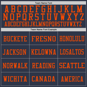 Custom Navy Gold-Orange Mesh Authentic Throwback Football Jersey