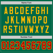 Custom Kelly Green Red-Gold Mesh Authentic Throwback Football Jersey