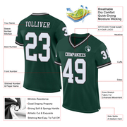 Custom Green White-Gray Mesh Authentic Throwback Football Jersey