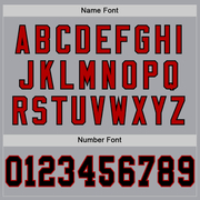 Custom Gray Black-Red Mesh Authentic Throwback Football Jersey