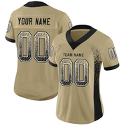 Custom Vegas Gold Black-White Mesh Drift Fashion Football Jersey