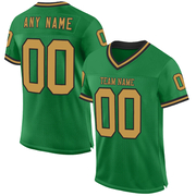 Custom Grass Green Old Gold-Black Mesh Authentic Throwback Football Jersey