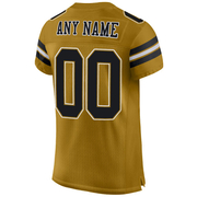 Custom Old Gold Black-White Mesh Authentic Football Jersey
