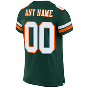 Custom Green White-Orange Mesh Authentic Football Jersey