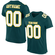 Custom Midnight Green White-Gold Mesh Authentic Football Jersey