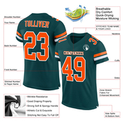 Custom Midnight Green Orange-White Mesh Authentic Football Jersey