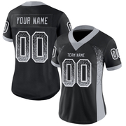 Custom Black Gray-White Mesh Drift Fashion Football Jersey