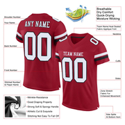 Custom Cardinal White-Black Mesh Authentic Football Jersey