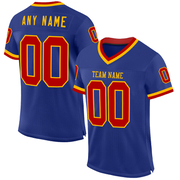 Custom Royal Red-Gold Mesh Authentic Throwback Football Jersey