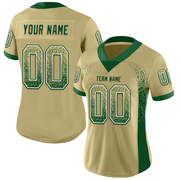 Custom Vegas Gold Green-White Mesh Drift Fashion Football Jersey