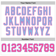 Custom White Pink-Light Blue Mesh Authentic Football Jersey