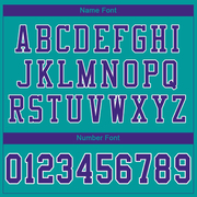 Custom Aqua Purple-White Mesh Authentic Football Jersey