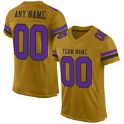 Custom Old Gold Purple-Black Mesh Authentic Football Jersey