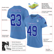 Custom Light Blue Royal-White Mesh Authentic Football Jersey