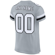 Custom Silver White-Black Mesh Authentic Football Jersey