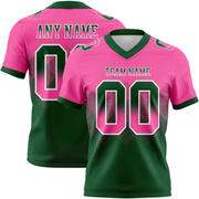 Custom Pink Green-White Mesh Authentic Gradient Square Shape Flag Football Jersey