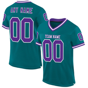 Custom Teal Purple-White Mesh Authentic Throwback Football Jersey