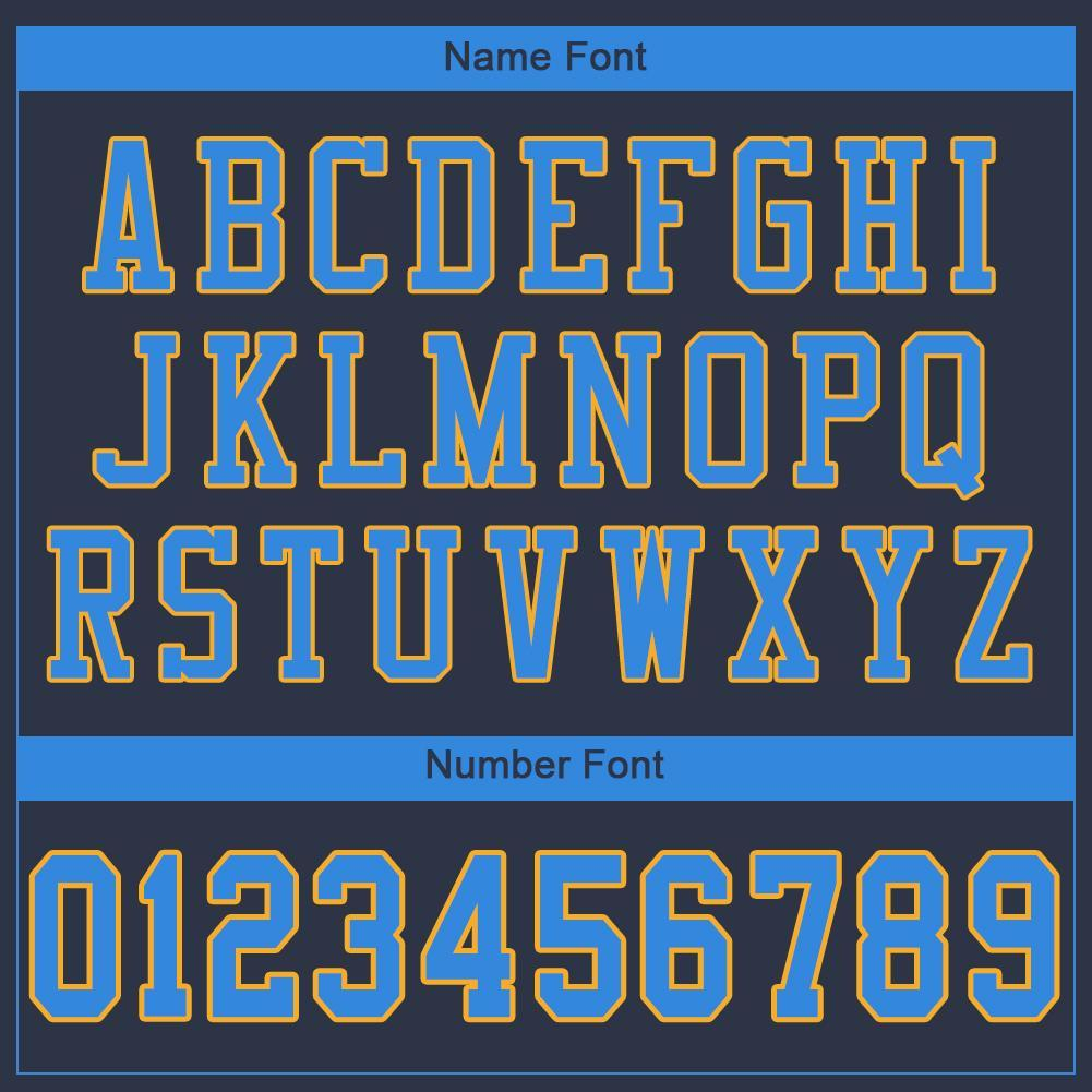 Custom Navy Powder Blue-Gold Mesh Authentic Football Jersey