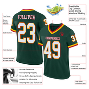 Custom Green White-Red Mesh Authentic Throwback Football Jersey