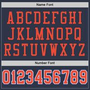Custom Navy Orange-Blue Mesh Authentic Throwback Football Jersey