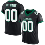 Custom Black White-Kelly Green Mesh Authentic Football Jersey