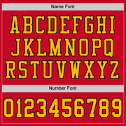 Custom Red Gold-Black Mesh Authentic Football Jersey