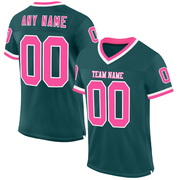 Custom Midnight Green Pink-White Mesh Authentic Throwback Football Jersey