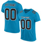 Custom Panther Blue Black-White Mesh Authentic Football Jersey