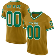 Custom Old Gold Kelly Green-White Mesh Authentic Throwback Football Jersey