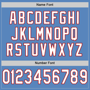Custom Light Blue White-Red Mesh Authentic Football Jersey