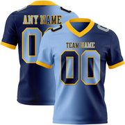 Custom Navy Light Blue-Gold Mesh Authentic Gradient Fashion Football Jersey