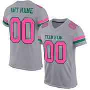 Custom Gray Pink-Kelly Green Mesh Authentic Football Jersey