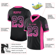 Custom Black Pink-Light Blue Mesh Drift Fashion Football Jersey