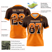 Custom Brown Orange-White Mesh Authentic Gradient Square Shape Flag Football Jersey