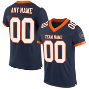 Custom Navy White-Orange Mesh Authentic Football Jersey