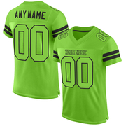 Custom Neon Green Neon Green-Black Mesh Authentic Football Jersey