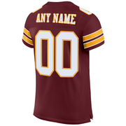 Custom Burgundy White-Gold Mesh Authentic Football Jersey