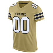 Custom Vegas Gold White-Black Mesh Authentic Football Jersey