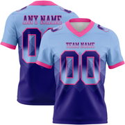 Custom Light Blue Dark Purple-Pink Mesh Authentic Gradient Square Shape Flag Football Jersey