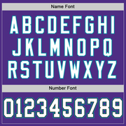 Custom Purple Black-Teal Mesh Authentic Throwback Football Jersey