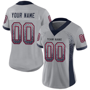 Custom Light Gray Navy-Scarlet Mesh Drift Fashion Football Jersey