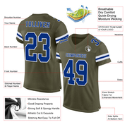 Custom Olive Royal-White Mesh Authentic Salute To Service Football Jersey