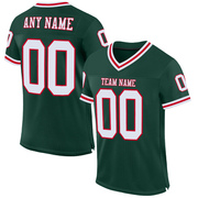 Custom Green White-Red Mesh Authentic Throwback Football Jersey