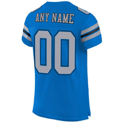 Custom Panther Blue Light Gray-Black Mesh Authentic Football Jersey