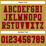 Custom Old Gold Red-Navy Mesh Authentic Football Jersey